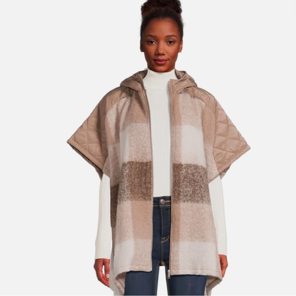 Time and Tru Plaid Poncho Sweater
